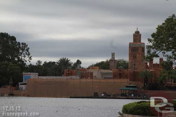 A look across the lagoon at Morocco and its new restaurant which is nearing completion along the water.