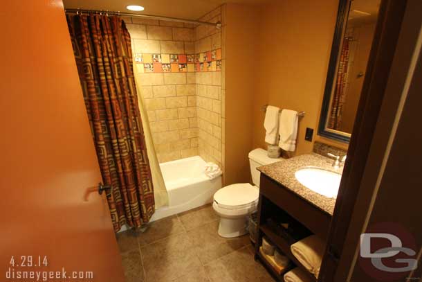 The bathroom in the center room (this is just as you enter the main door).