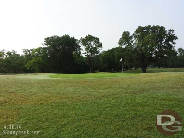 Approaching the green on number #7.  Notice the sun breaking through finally.