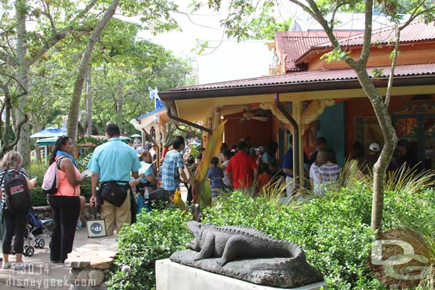 This line was for the first FastPass+ kiosk on Discovery Island.