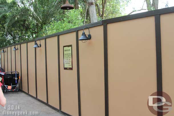 Another wall up as you head toward the train to conservation station, behind the shops.  Wonder if something new is coming or if this is backstage work since the other side is taken away now due to the theatre.