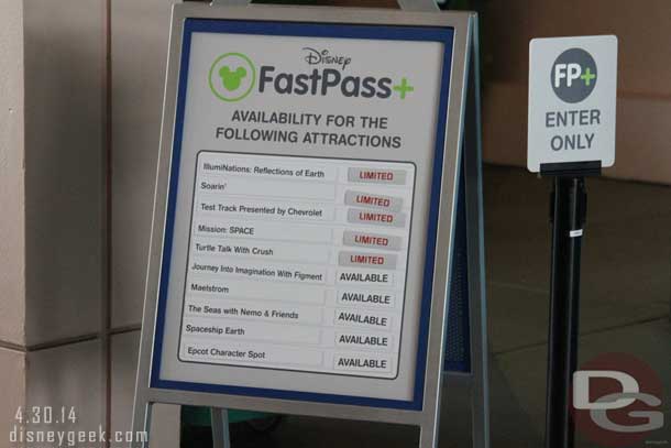 A FastPass+ availability board here.