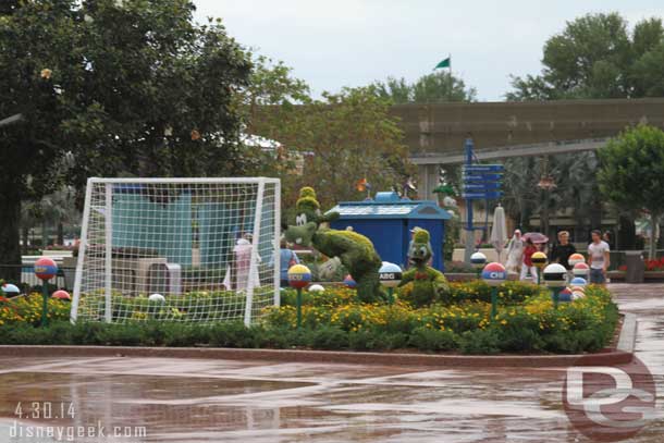 Goofy and Donald playing soccer