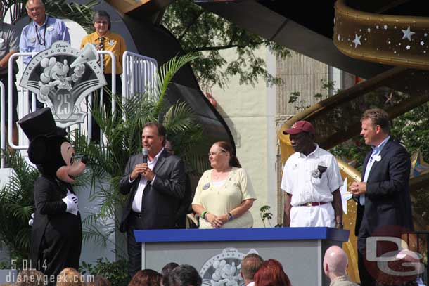 A special hand print event.  Dan, Mickey, a guest, and an original cast member all put their hand prints in concrete.