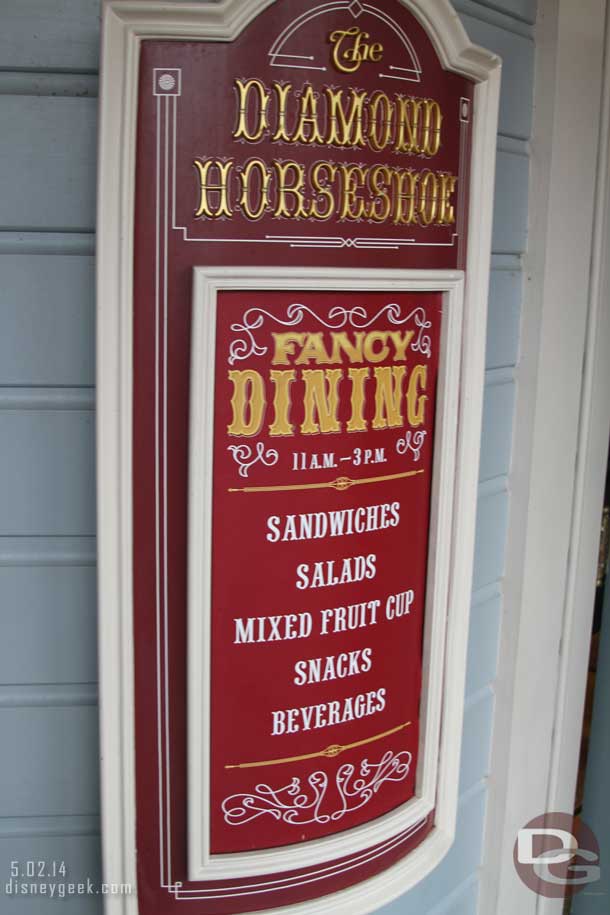 The Diamond Horseshoe was open for lunch.