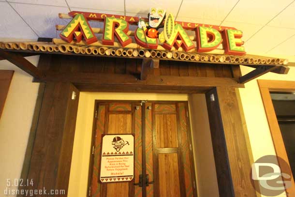 The arcade is also closed.