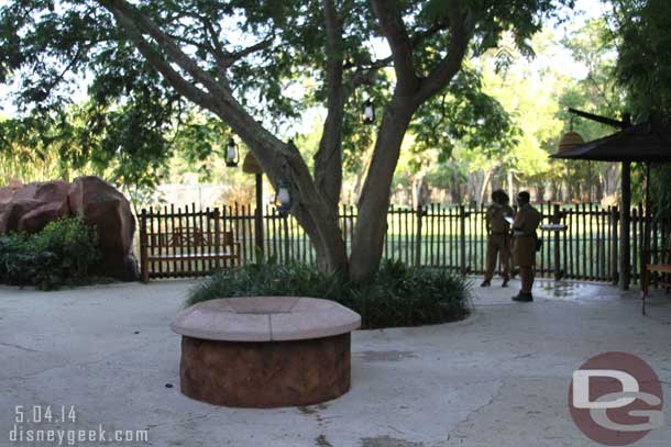 I walked across the parking lot to an animal viewing area near the pool looking at the Pembe Savanna.  Not much happening this morning.