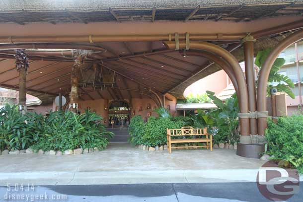 Looking toward the lobby as I made my way to the bus stop.