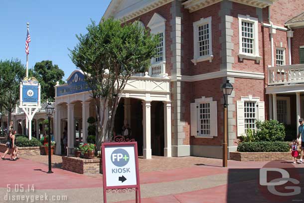 The Fastpass+ kiosk signage goes real well in Liberty Square... bad show.