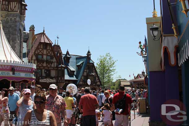 The main Fantasyland walkway was crowded today.