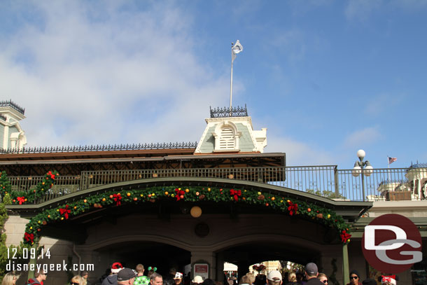 Entering the Magic Kingdom under blue skies this morning.