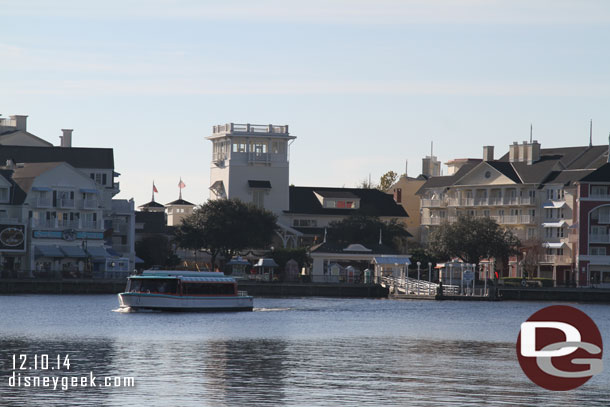 A Friendship boat making its way to Epcot