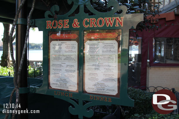 The Rose & Crown Menu