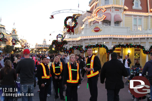 This was a little odd to see.  Cast Members looking like they are getting ready to go work the parking lot.. not crowd control on Main Street.