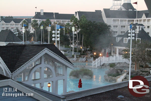 Another chilly morning, plenty of steam off the pool in Storm Along Bay