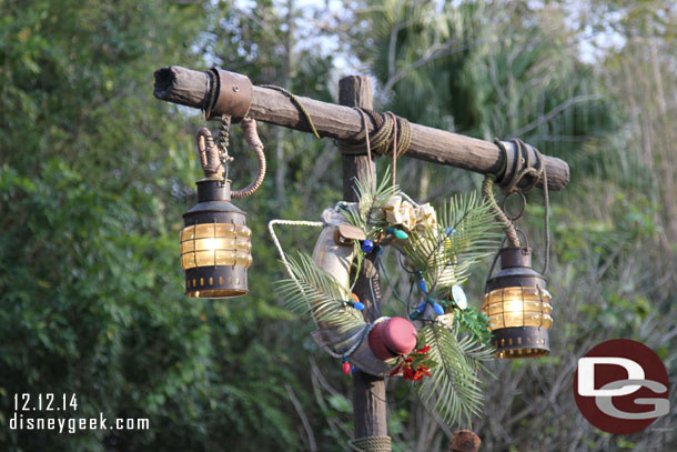 Walked through Adventureland to check on the Jingle Cruise wait, too long for our patience.