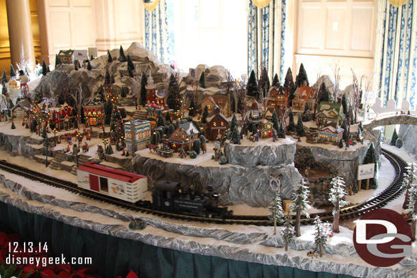 The train display in the Yacht Club lobby