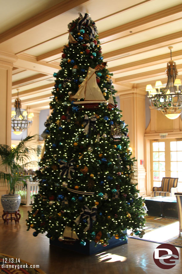 The main tree in the Yacht Club lobby