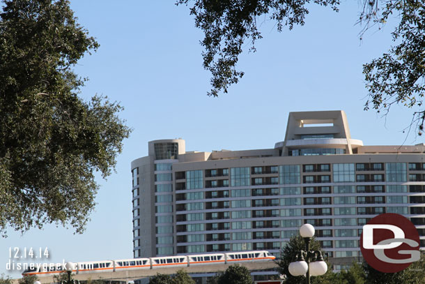 Bay Lake Tower from the bus stop