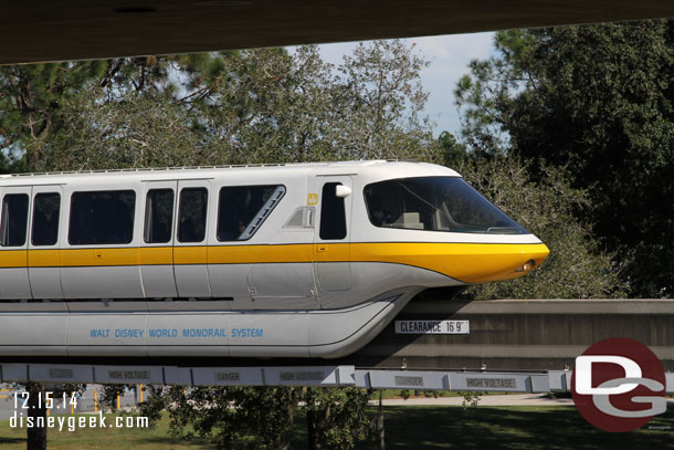 Our monorail arriving at Epcot