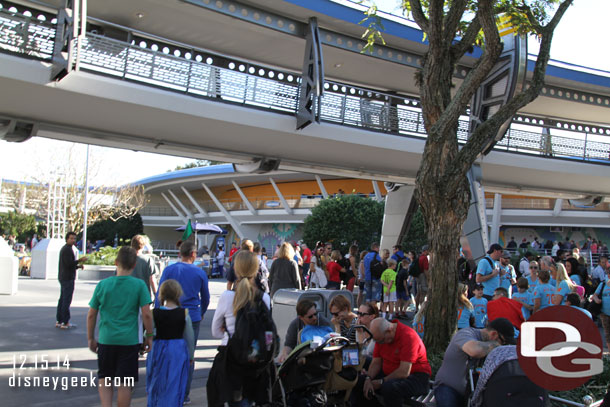 A line to board the People Mover