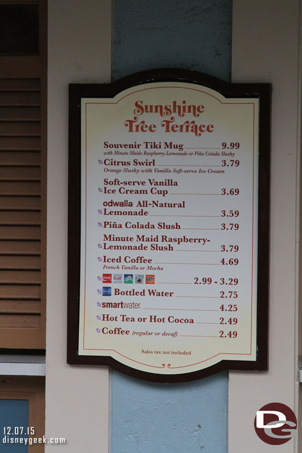 Random menu.. the Sunshine Tree Terrace