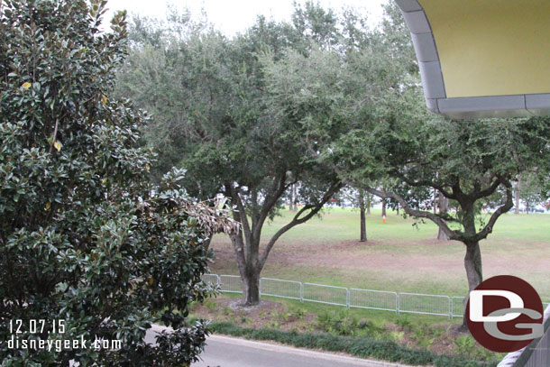 The grass is set up for parking at Epcot.