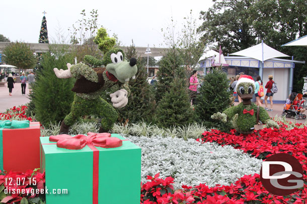 Goofy and Donald as you enter World Showcase