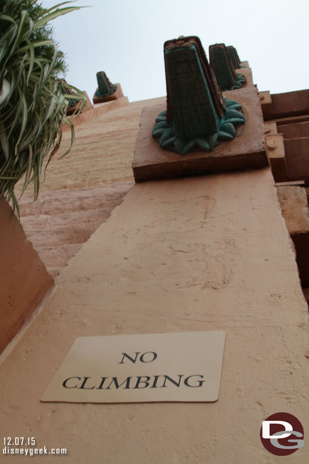 Another look at the no climbing sign.  Seems obvious to me and most people but guess not some guests nor the lawyers.