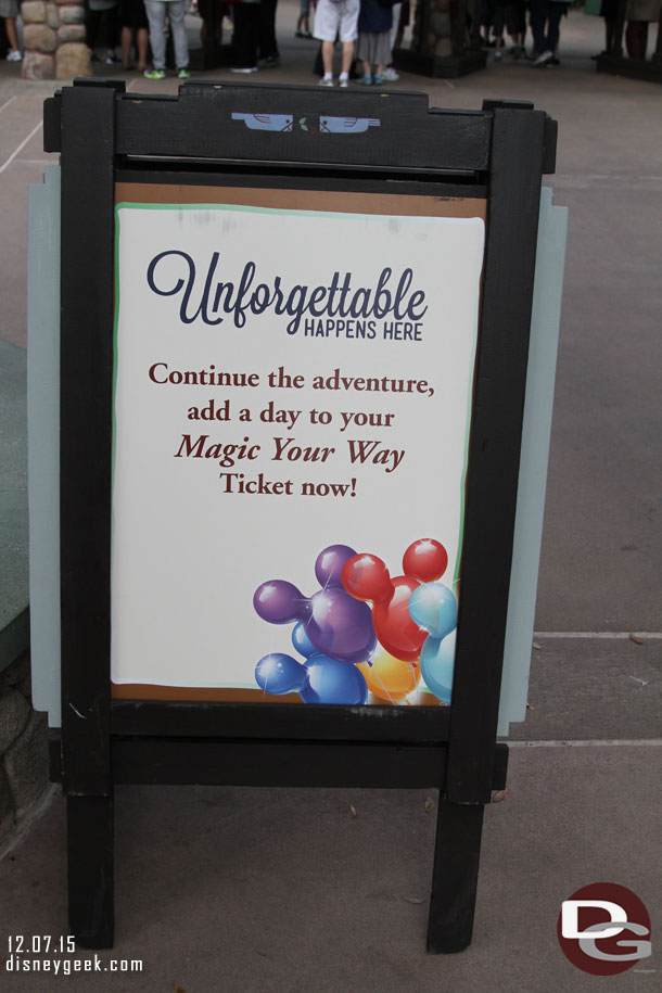 The 2016 marketing slogan for the parks is on a sign out front.