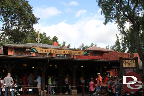 Flame Tree BBQ has been repainted and has a larger overhang over the queue/ordering area.