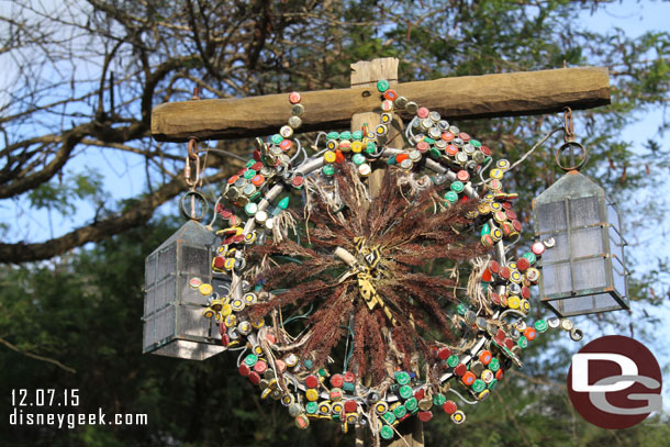 A closer look at a Christmas wreath in Harambe
