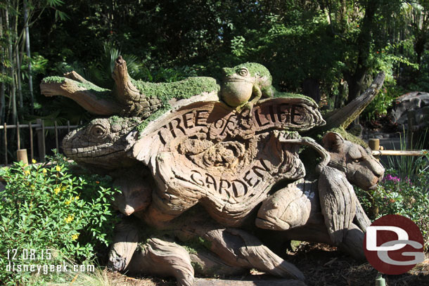 The old Tree of Life Garden sign that was in the front is now along the walkway to Harambe near Pizzafari.