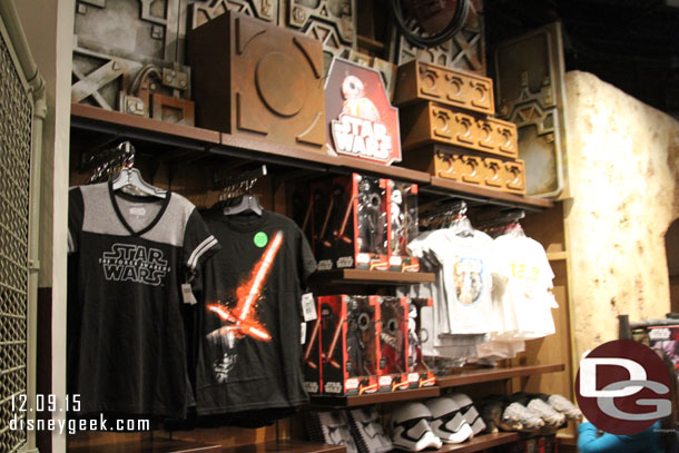 Plenty of Force Awakens merchandise as expected in the gift shop.