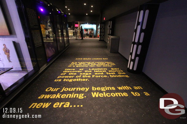 A crawl as you enter the Launch Bay.