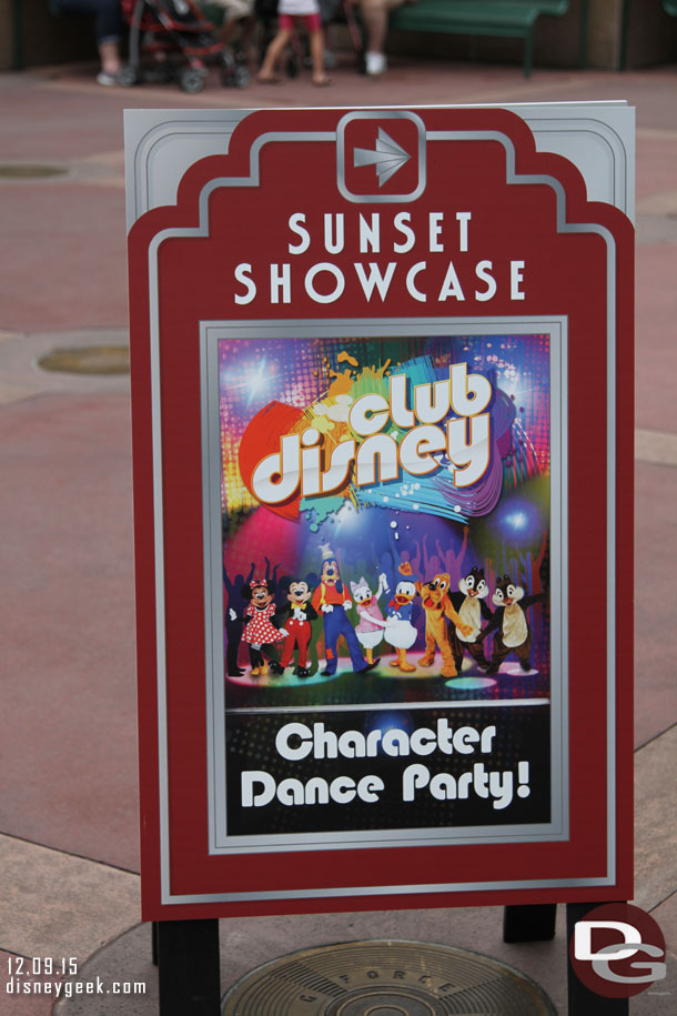 I was heading to the new Sunset Showcase to see the Club Disney.