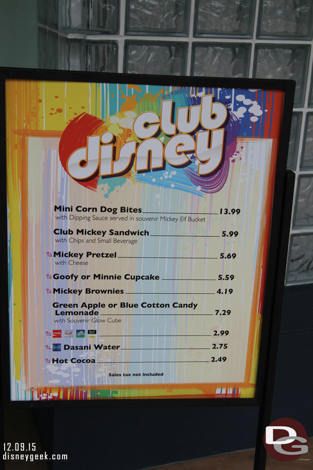 In true WDW fashion the first thing you see is a menu... food seems to play a much bigger role here than Anaheim to me.