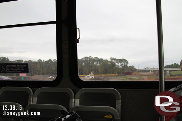 Work on the interchange between Epcot Center Drive and Buena Vista Drive seen from the bus as I head to Disney Springs