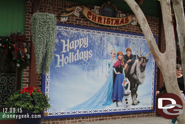 A Frozen photo backdrop.