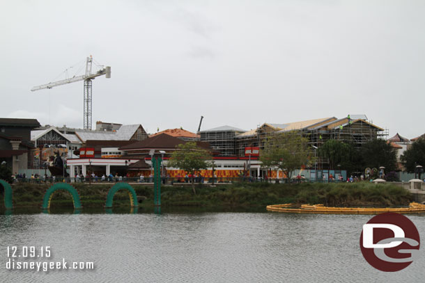 The Town Center construction looming behind the Lego Store.