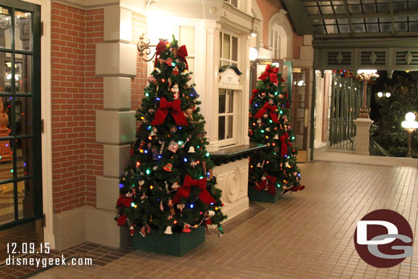 Christmas trees at the train station.