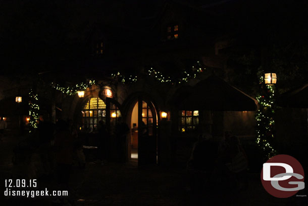 Not many Christmas decorations in new Fantasyland.  Here is some garland on the gift shop.