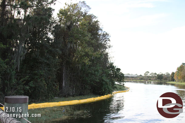 Looking toward the Seven Seas Lagoon they are working in the woods. More DVC expansion.