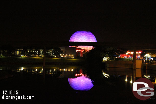 If you are curious on time the bus picture was 8:24pm, the Boardwalk 8:39 and this one in Epcot 9:06.