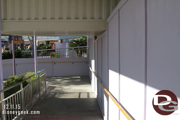 Walls up around the Transportation and Ticket Center Monorail ramps