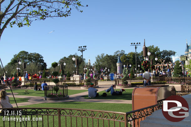 Guests pulled up some turf to sit on since there are no benches.