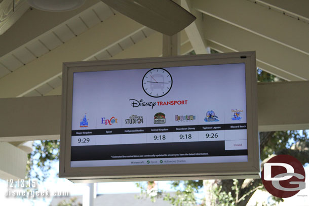 The Boardwalk bus stop features an arrival time screen.