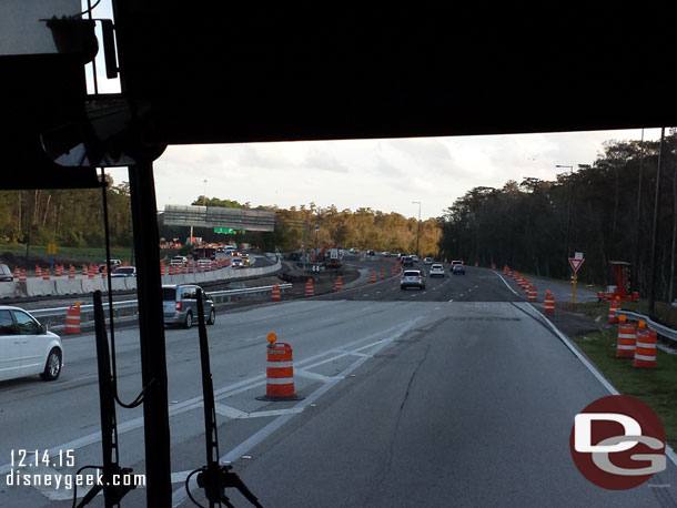 On the road.  Plenty of work going on Epcot Center Drive