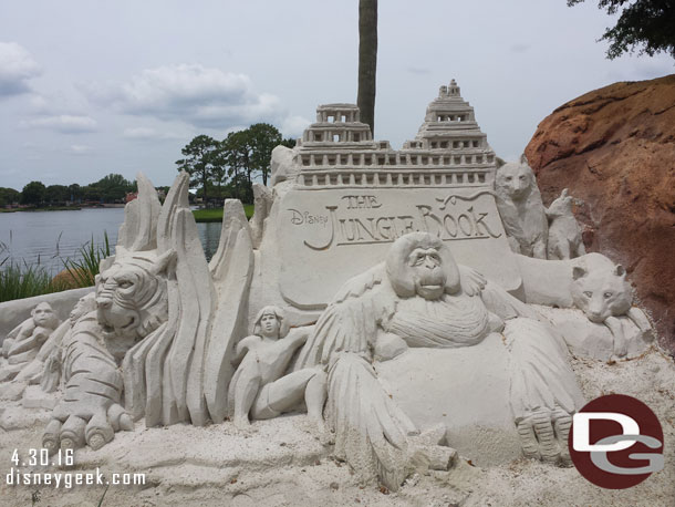 A Jungle Book sand sculpture was on the water side too.