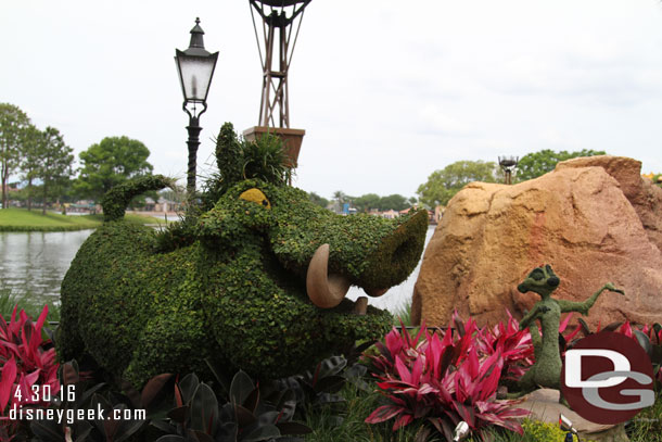 Timon and Pumba were on the lagoon side of the walkway.